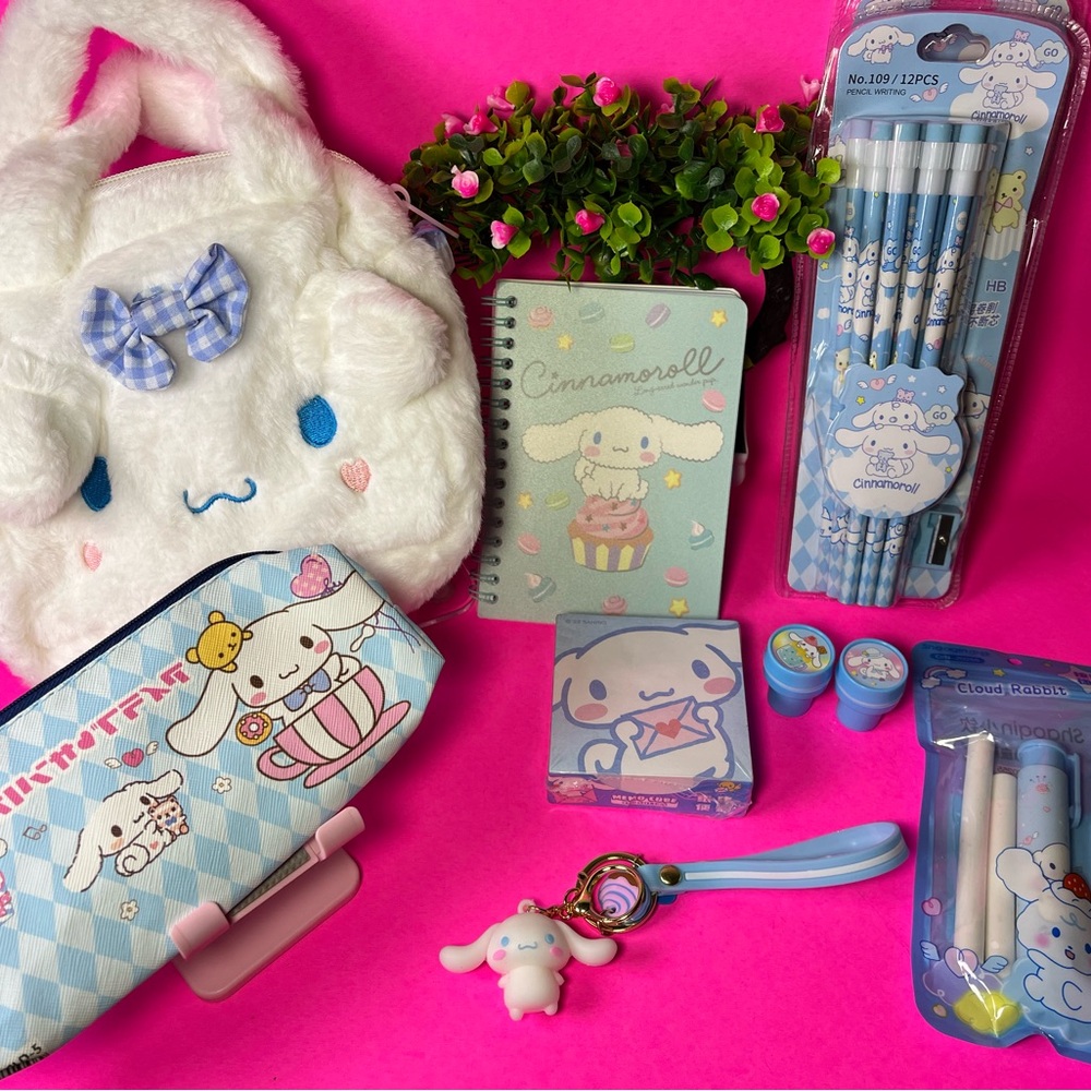 Multicolor Cinnamoroll Kawaii School Bundle –Pencils,Notebook & more